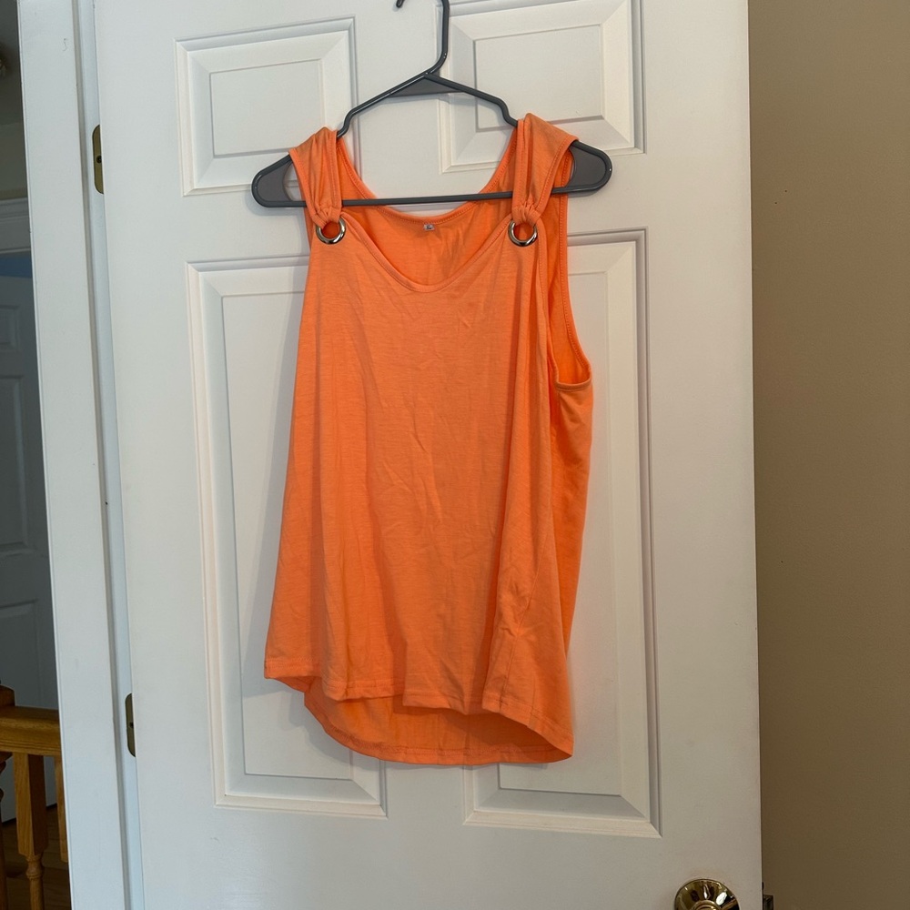 Women's Orange Ring-Detail Sleeveless Top